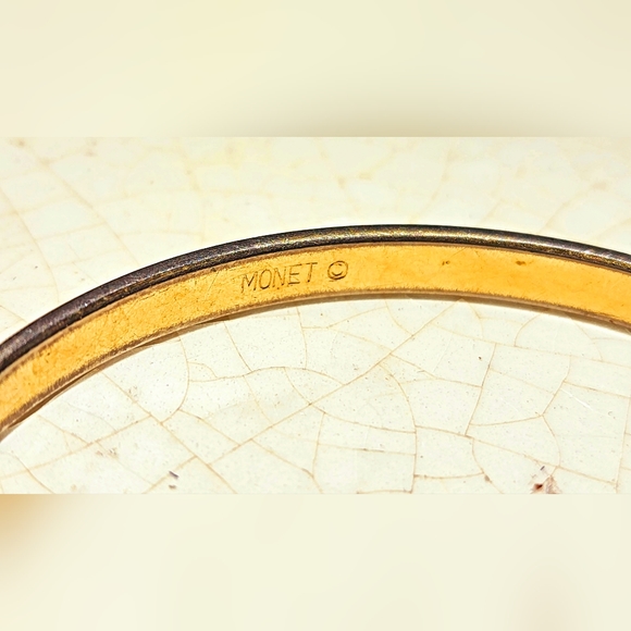 Vintage Monet brush gold texture bangle bracelet #bangle #braceletstack - Picture 2 of 7